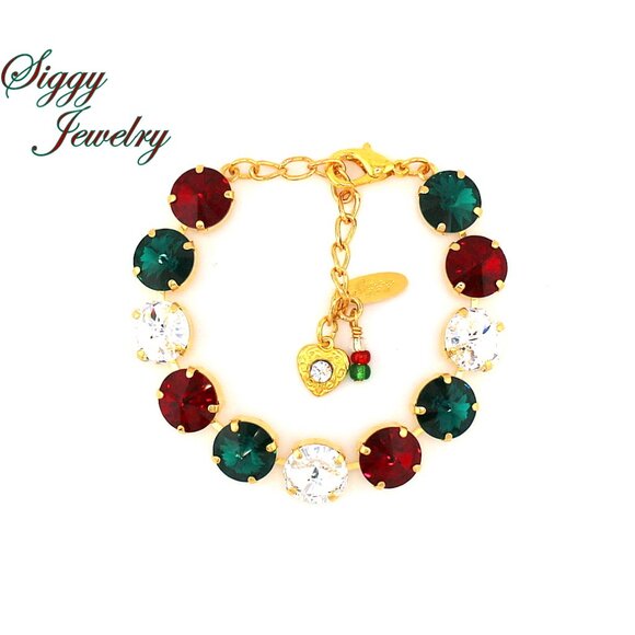 Holiday Cheer Christmas Statement Bracelet made with Genuine Austrian Crystals - Picture 1 of 7